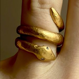 🐍 ring. 14k foil wrap over sterling silver. Genuine diamond eyes.